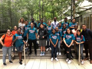 Fordham STEP students with faculty and students at Belfer Terrace.