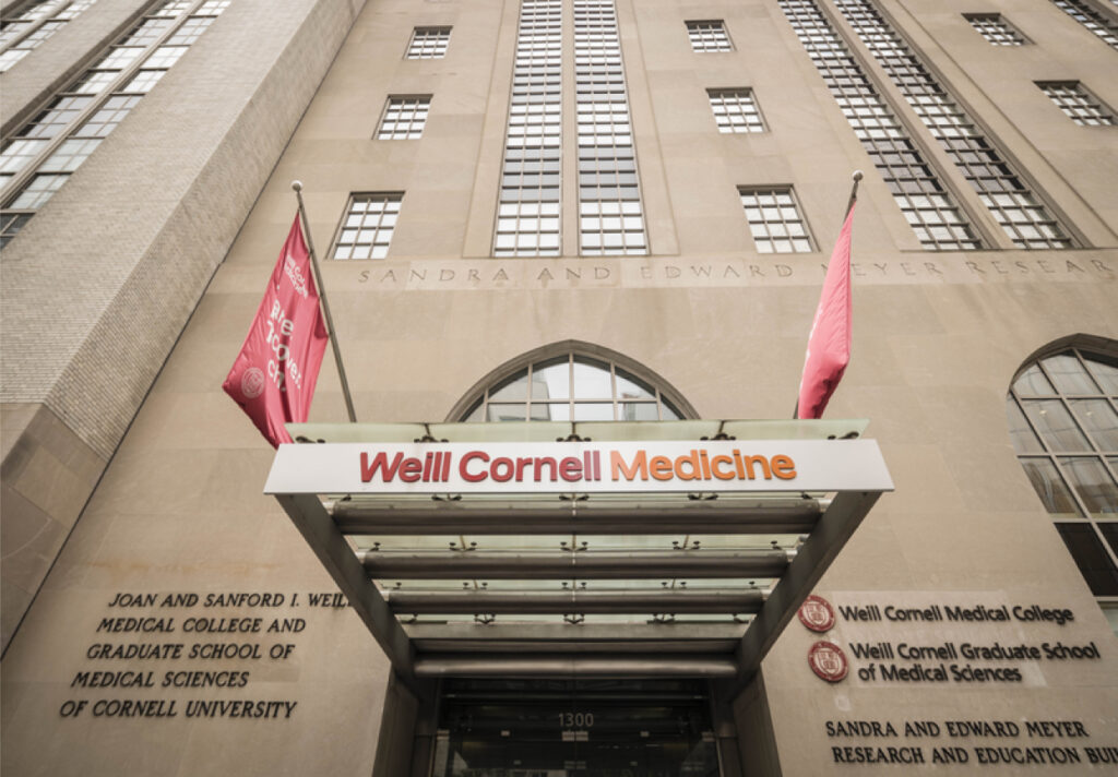 This photo shows an external shot of the Weill Cornell Medicine school in New York City.