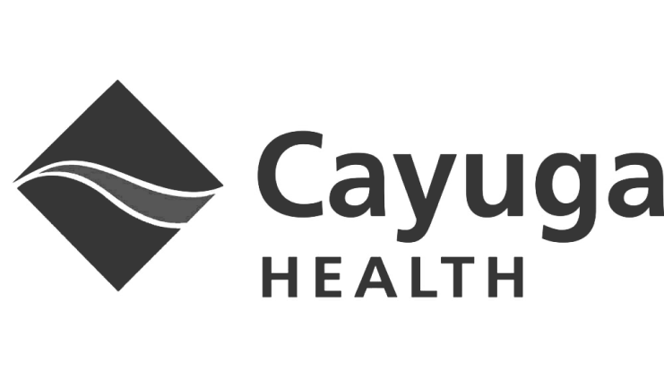 The logo for Cayuga Health, a regional healthcare provider and community partner of CCHEq.